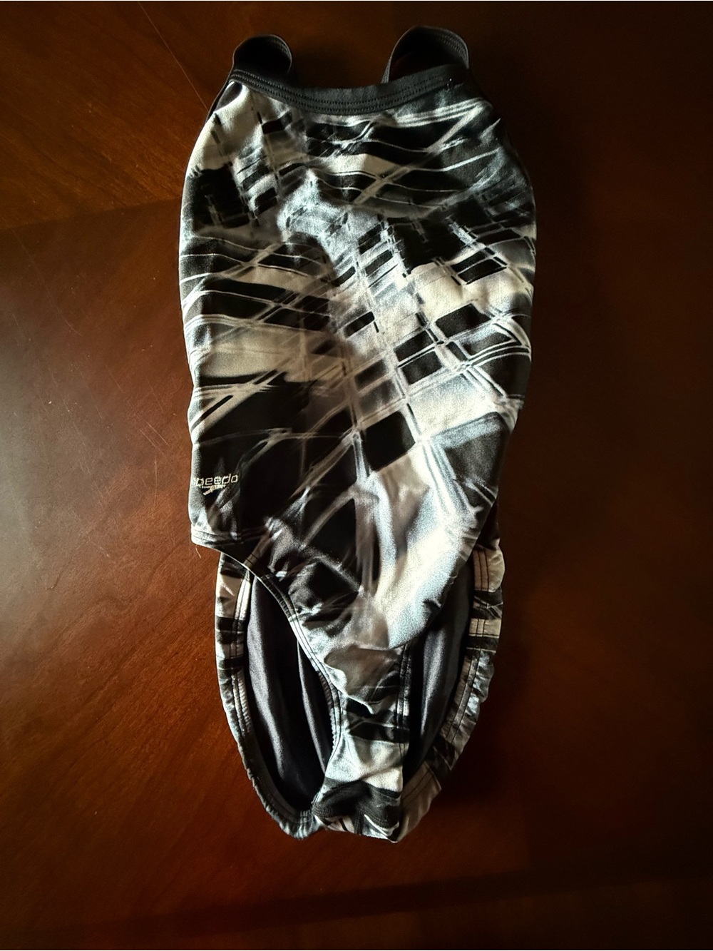 Speedo Women's Black, Grey and White Patterned Swimsuit - Size 26